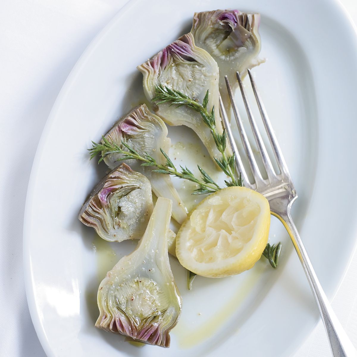 Herb-and-Lemon-Poached Baby Artichokes 