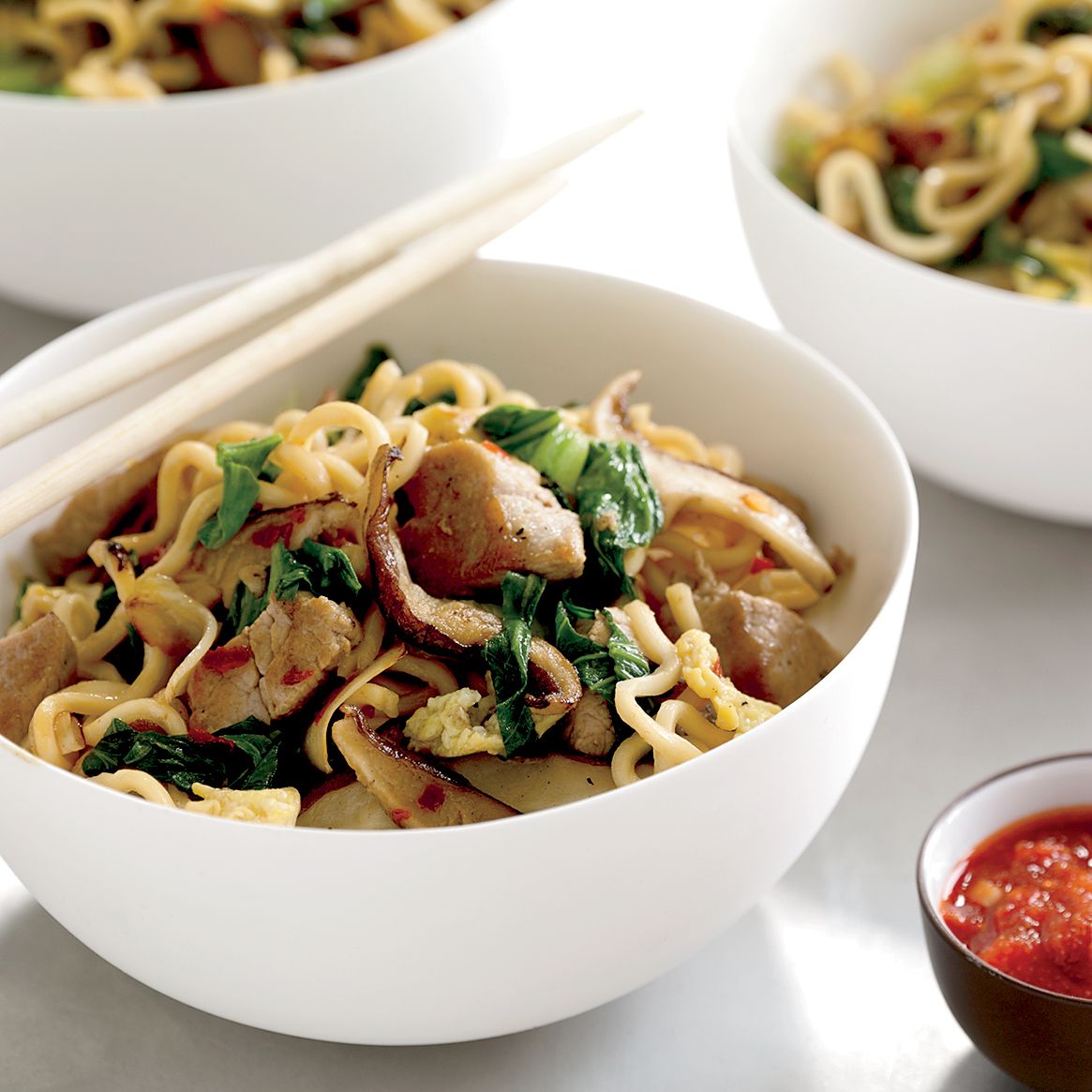 Asian Pork, Mushroom and Noodle Stir-Fry 