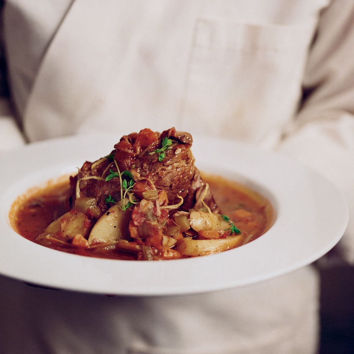 Smoky Tomato-Braised Veal Shoulder with Potatoes 