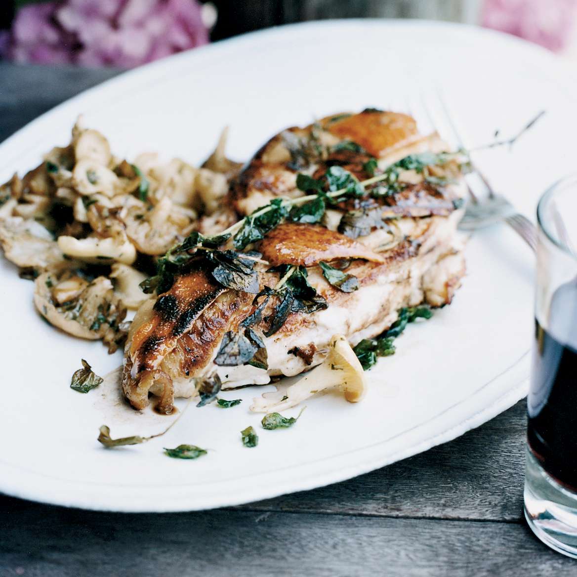 Grilled Chicken Breasts with Saut&eacute;ed Mushrooms