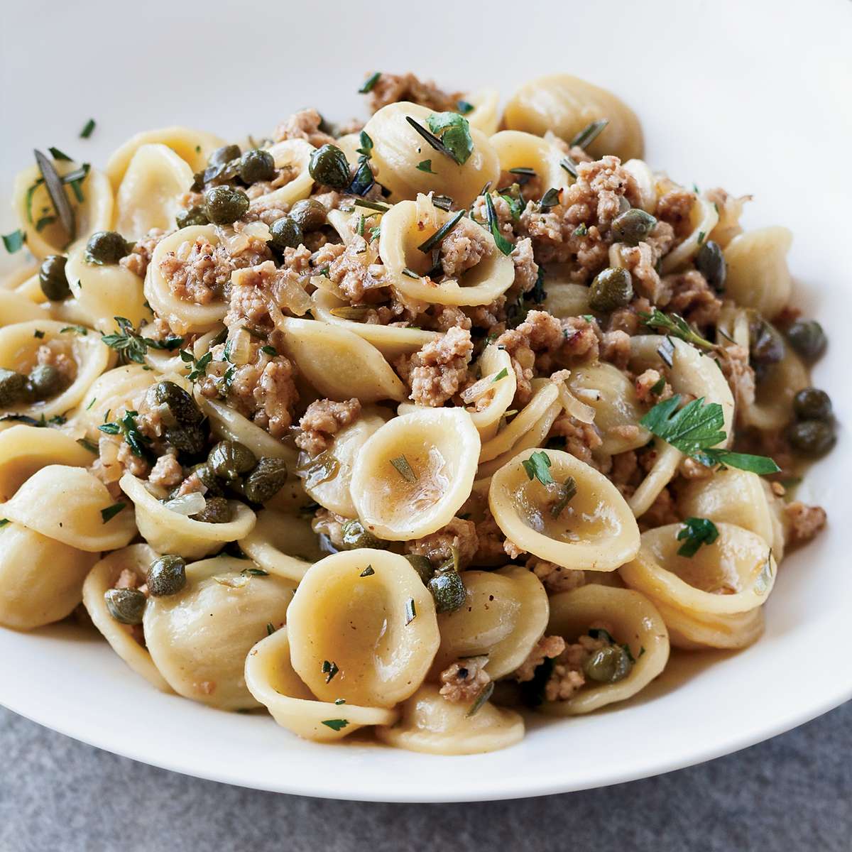 Orecchiette with Veal, Capers and White Wine 