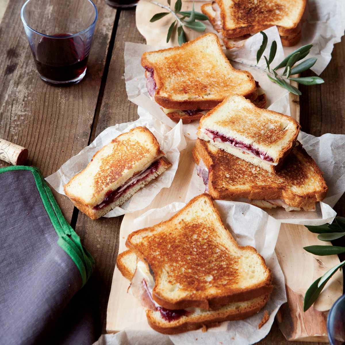 Grilled Ham and Cheese with Strawberry-Red-Wine Jam 