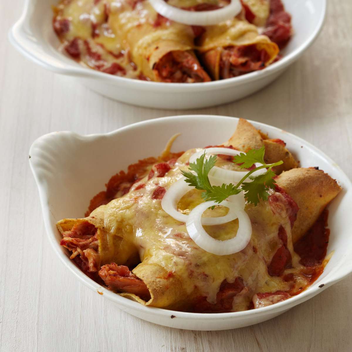 Creamy Enchiladas with Chicken, Tomatoes and Green Chile