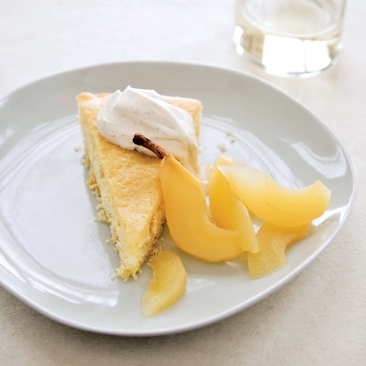 Buttermilk Cake with Riesling-Poached Pears 