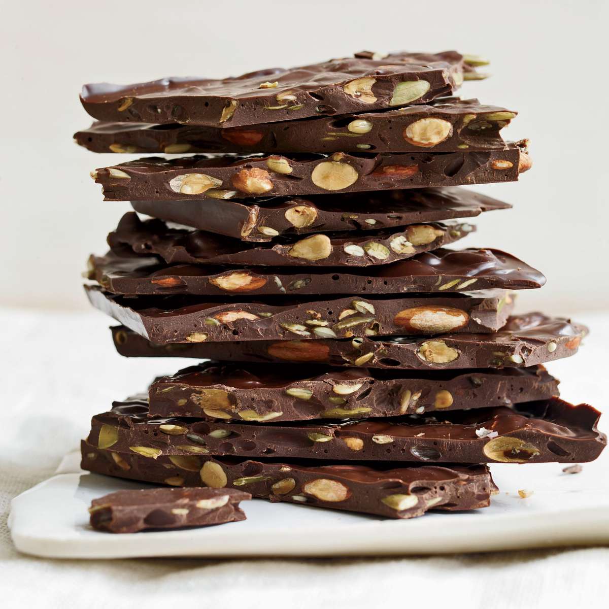 Dark Chocolate Bark with Roasted Almonds and Seeds 