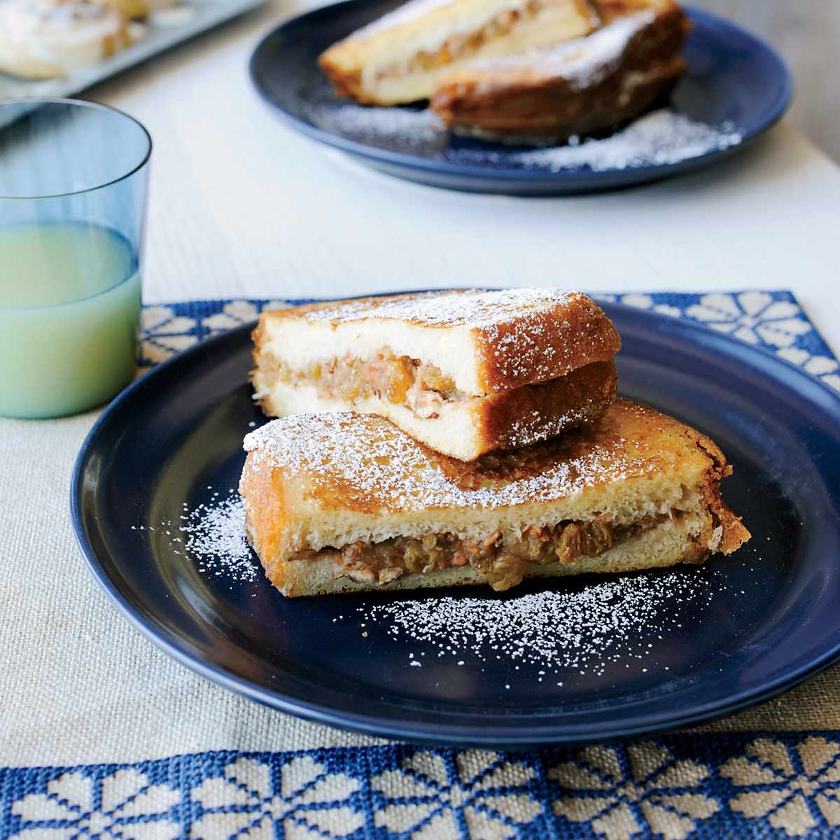 Brioche French Toast Stuffed with Apple, Raisins and Pecans