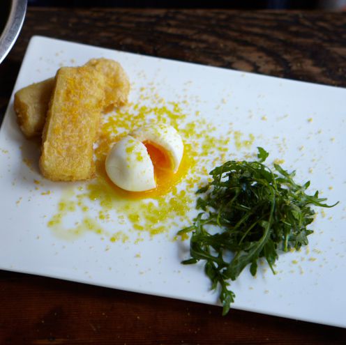 Panelle with Eggs and Bottarga 