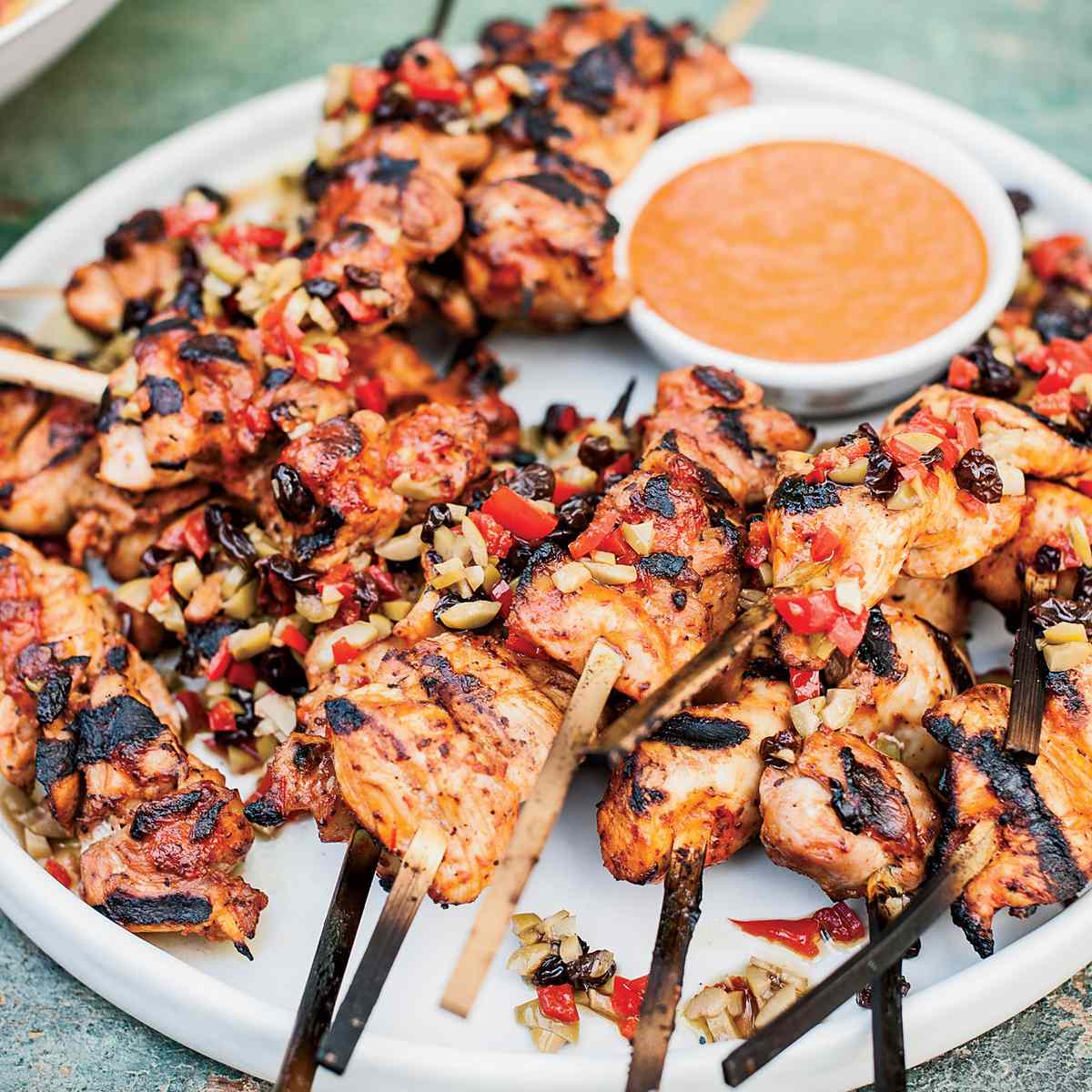 Tunisian Chicken Kebabs with Currants and Olives