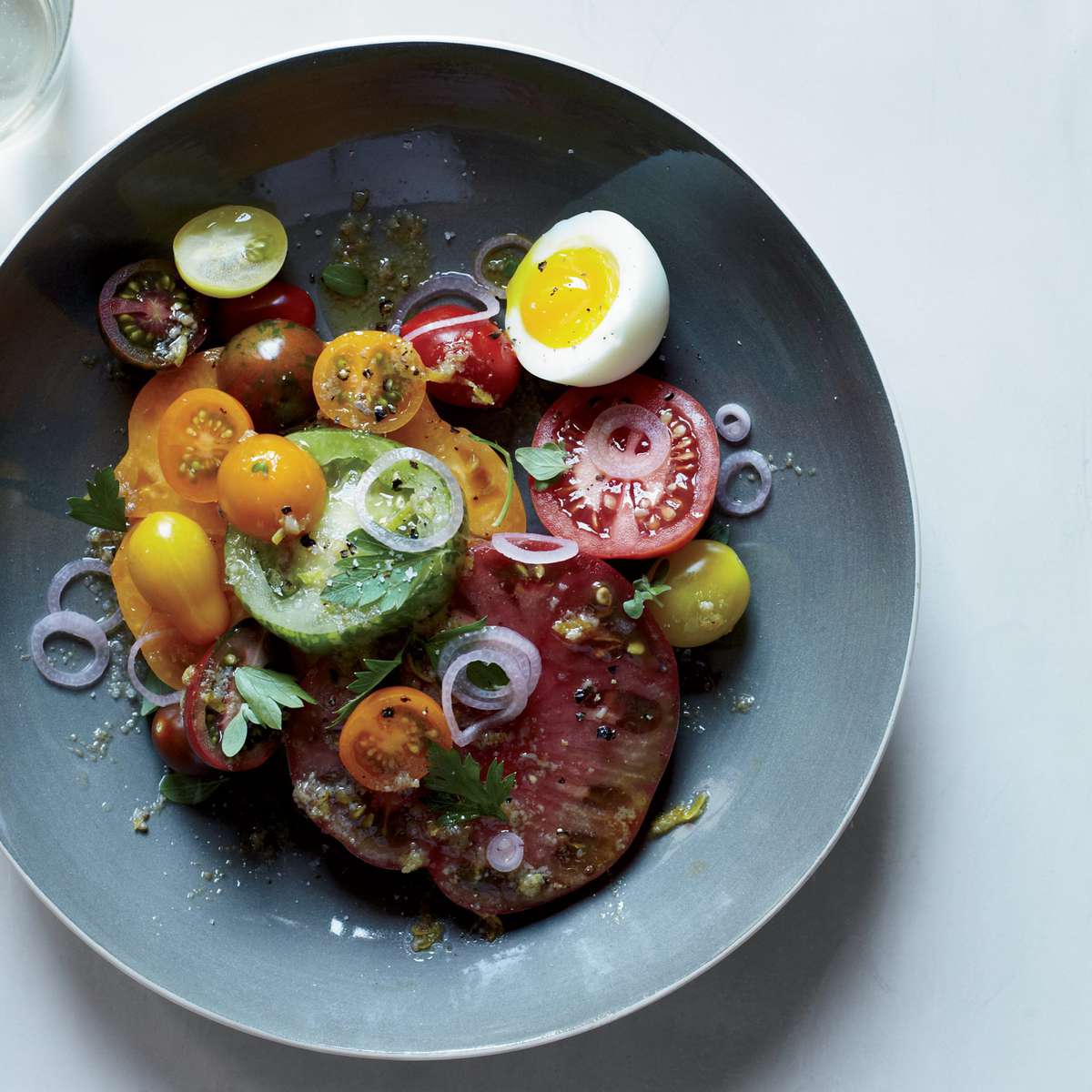 Heirloom Tomato Salad with Anchovy Vinaigrette 