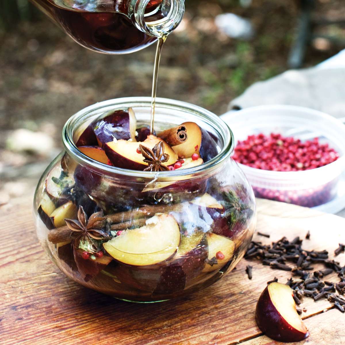 Salty-Sweet Spiced Pickled Plums 