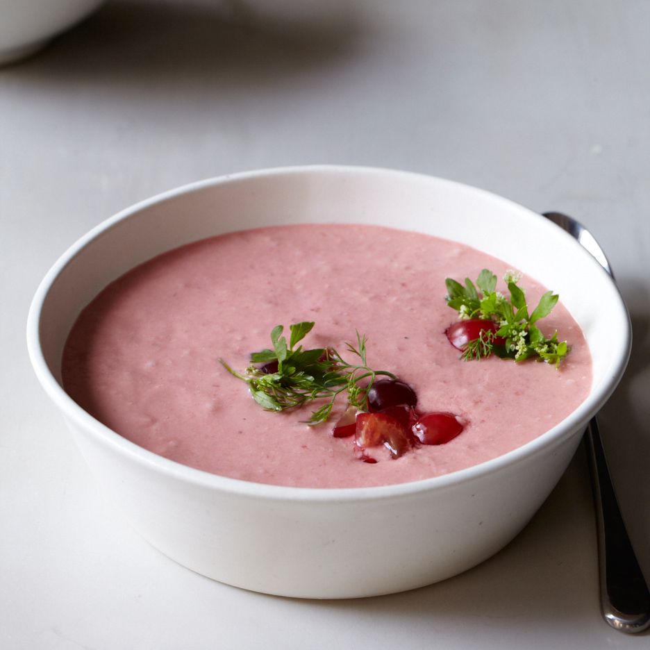 Chilled Sour Cherry Soup with Fennel & Sour Cream