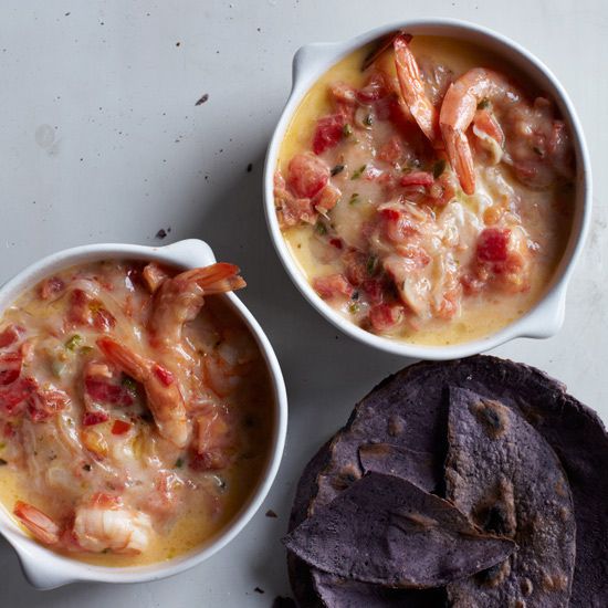 Queso Fundido with Shrimp & Tomatoes 