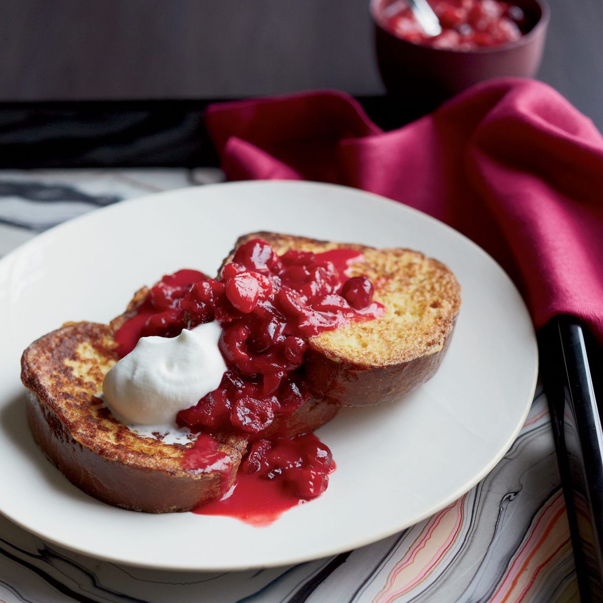Brioche French Toast with Brown Sugar-Cranberry Sauce