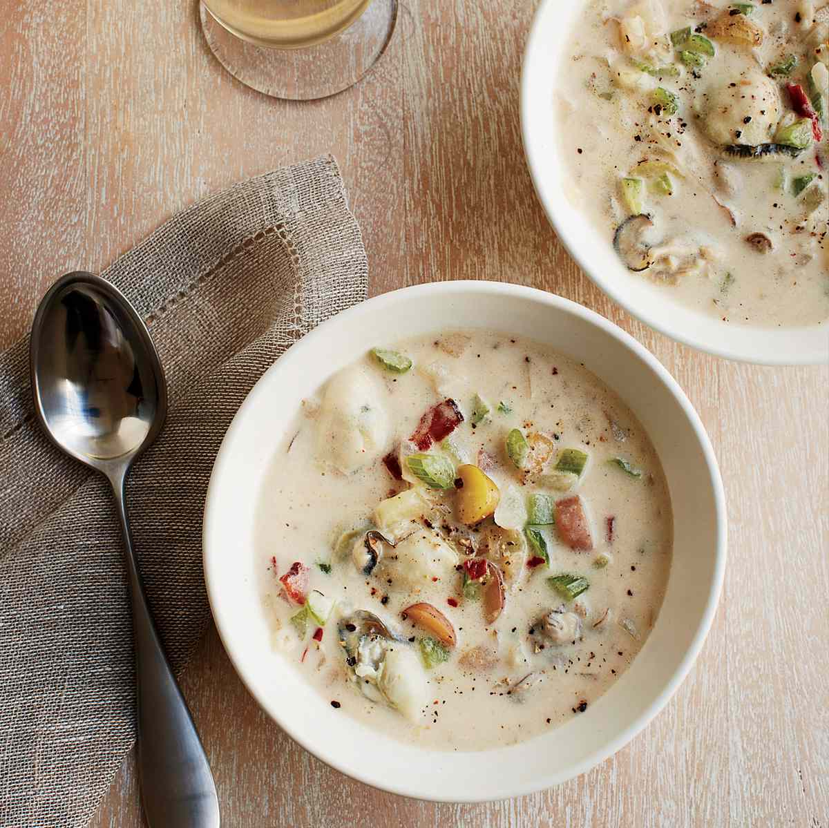 Smoky Oyster Chowder with Bacon, Rosemary and Fennel 