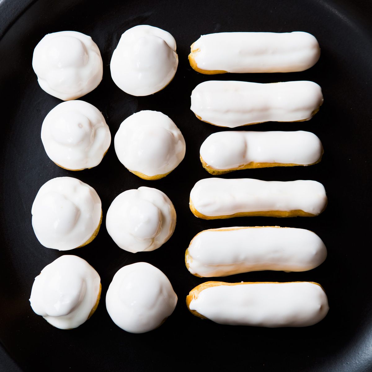 Pistachio Cream-Filled Eclairs and Cream Puffs 