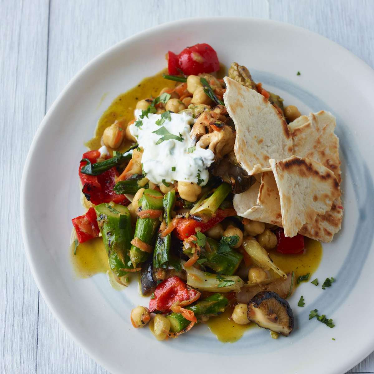 Curried Vegetables with Griddled Biscuit Roti 