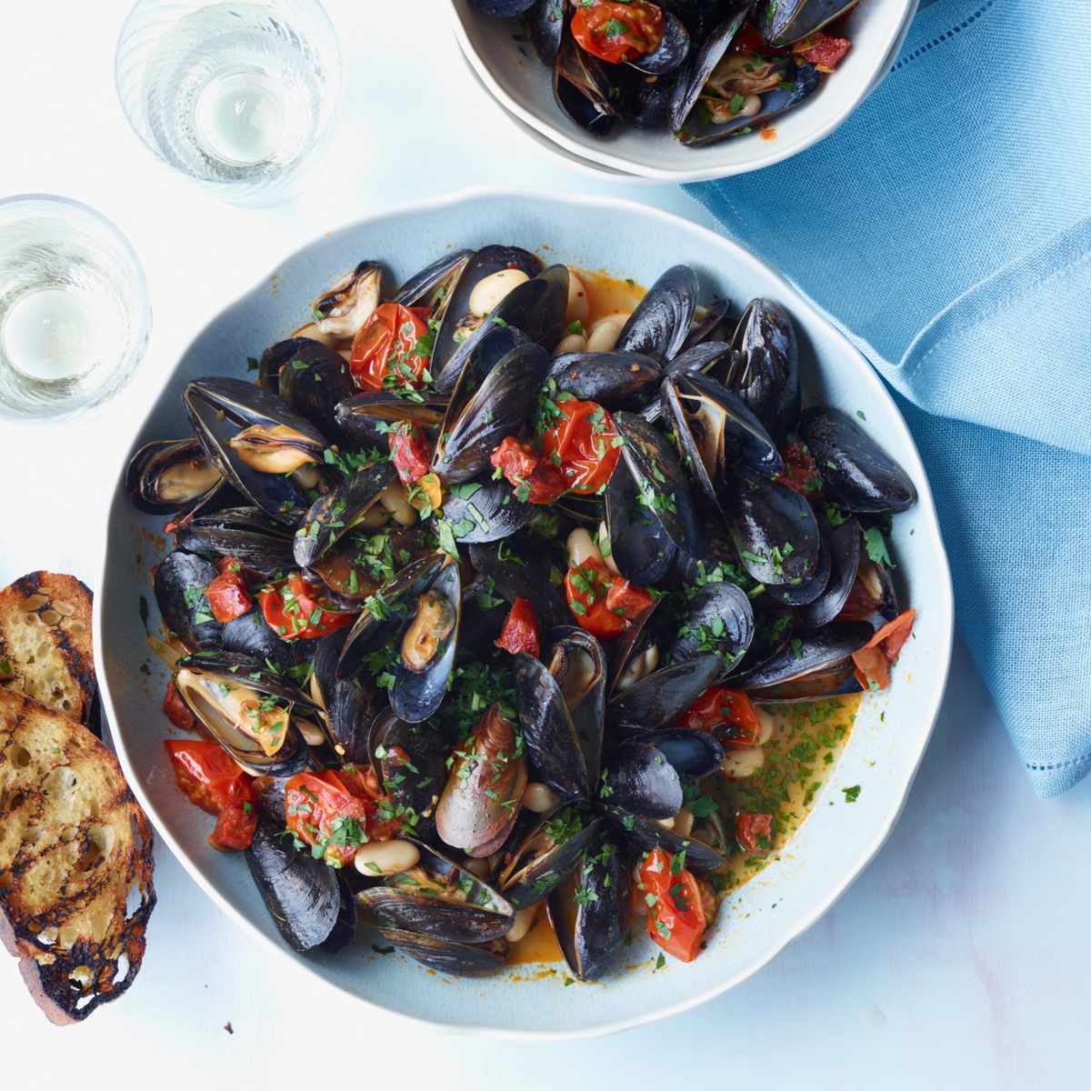 Mussels with White Beans and Chorizo 