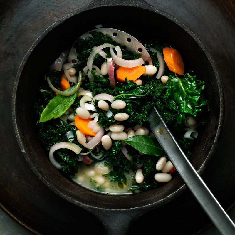 Tangy Braised Collard Greens with White Beans and Lime