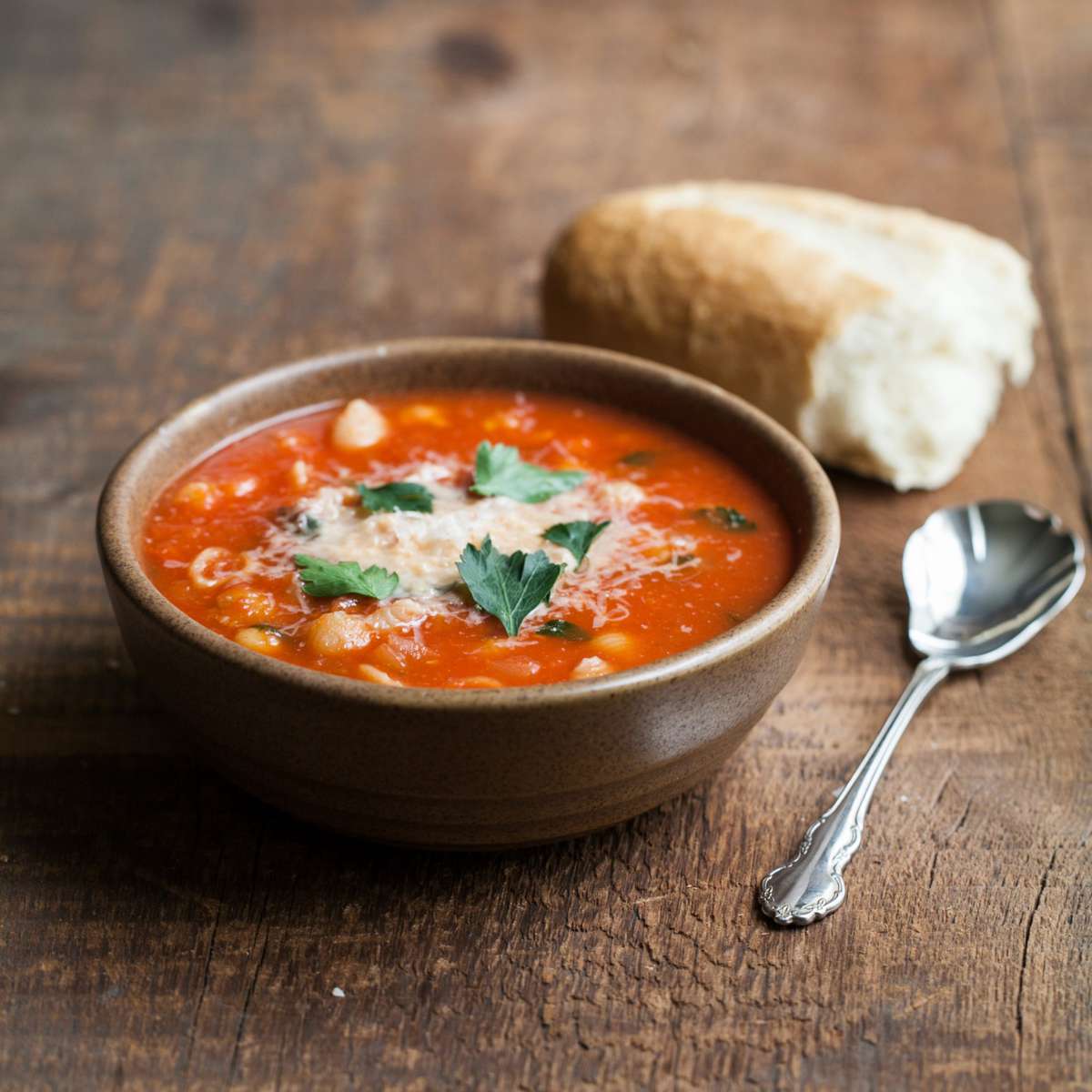 Tomato Soup with Chickpeas and Pasta