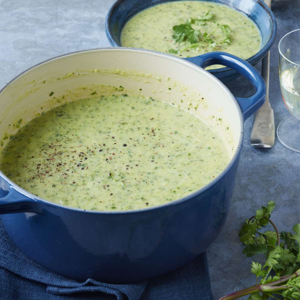 Zucchini Soup with Cr&egrave;me Fra&icirc;che and Cilantro