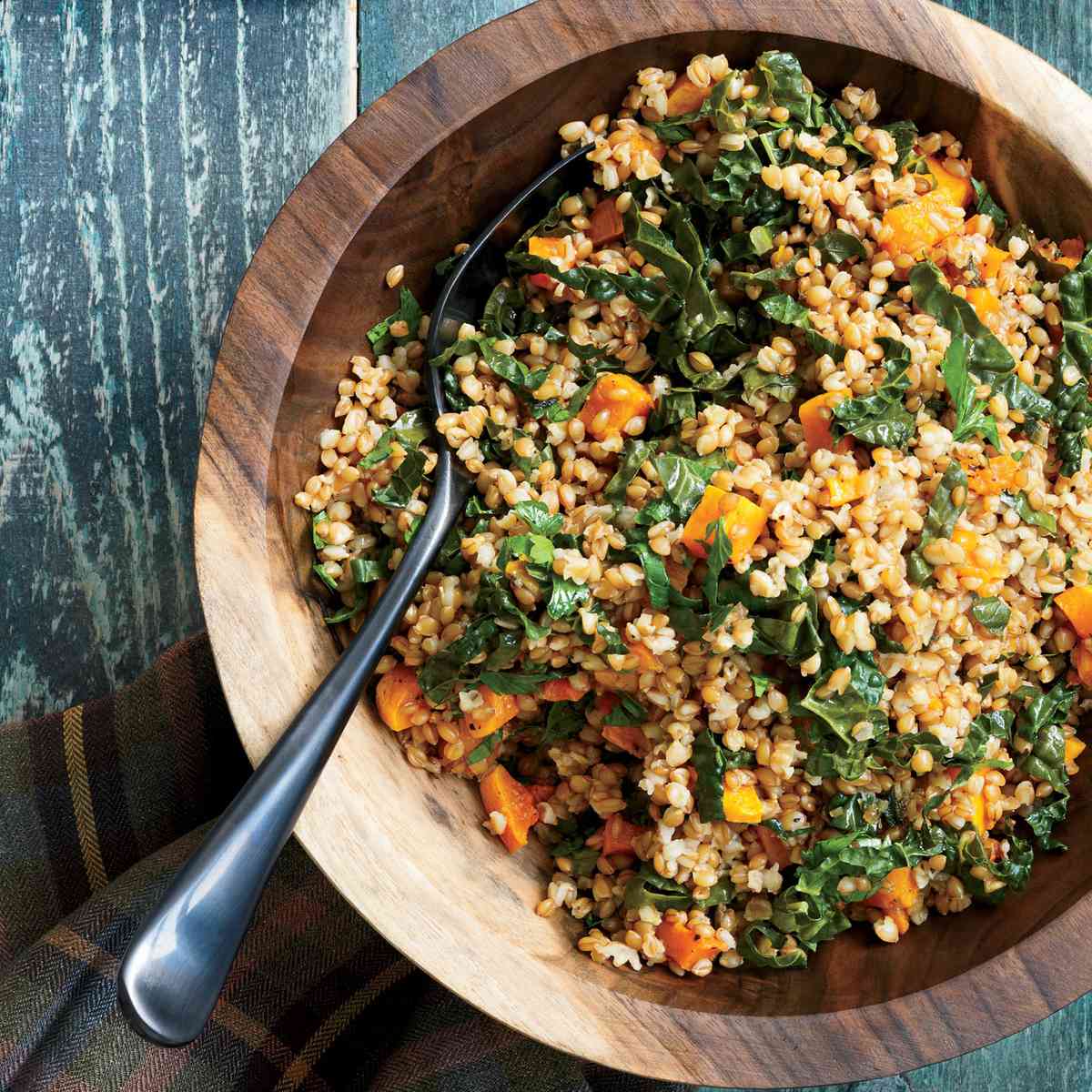 Wheat Berry Salad with Tuscan Kale and Butternut Squash 