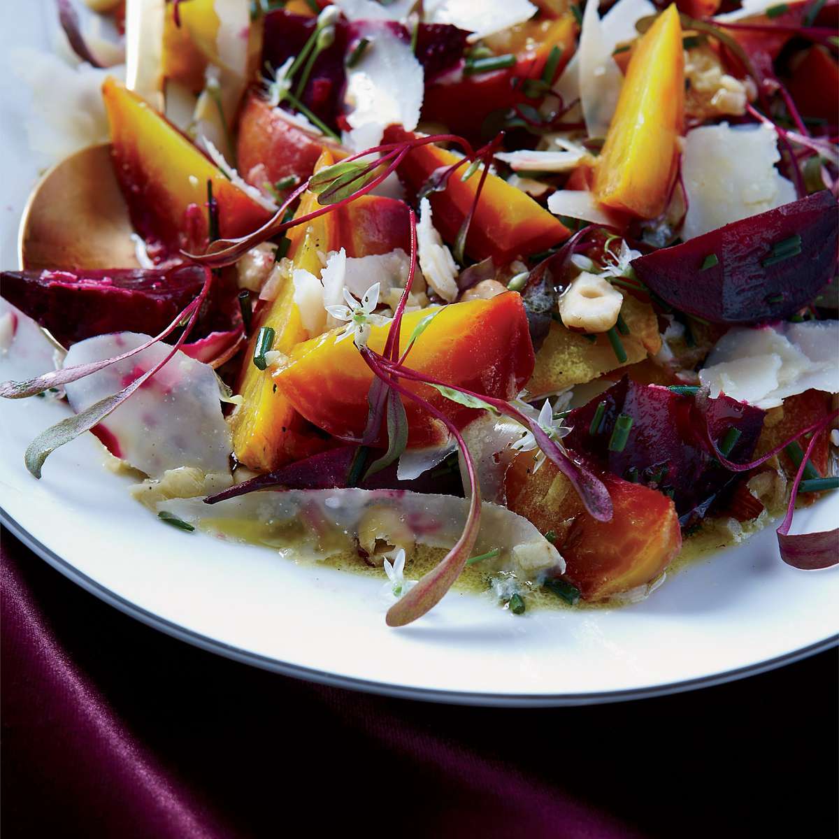Roasted Beets with Hazelnuts and Goat Cheese 