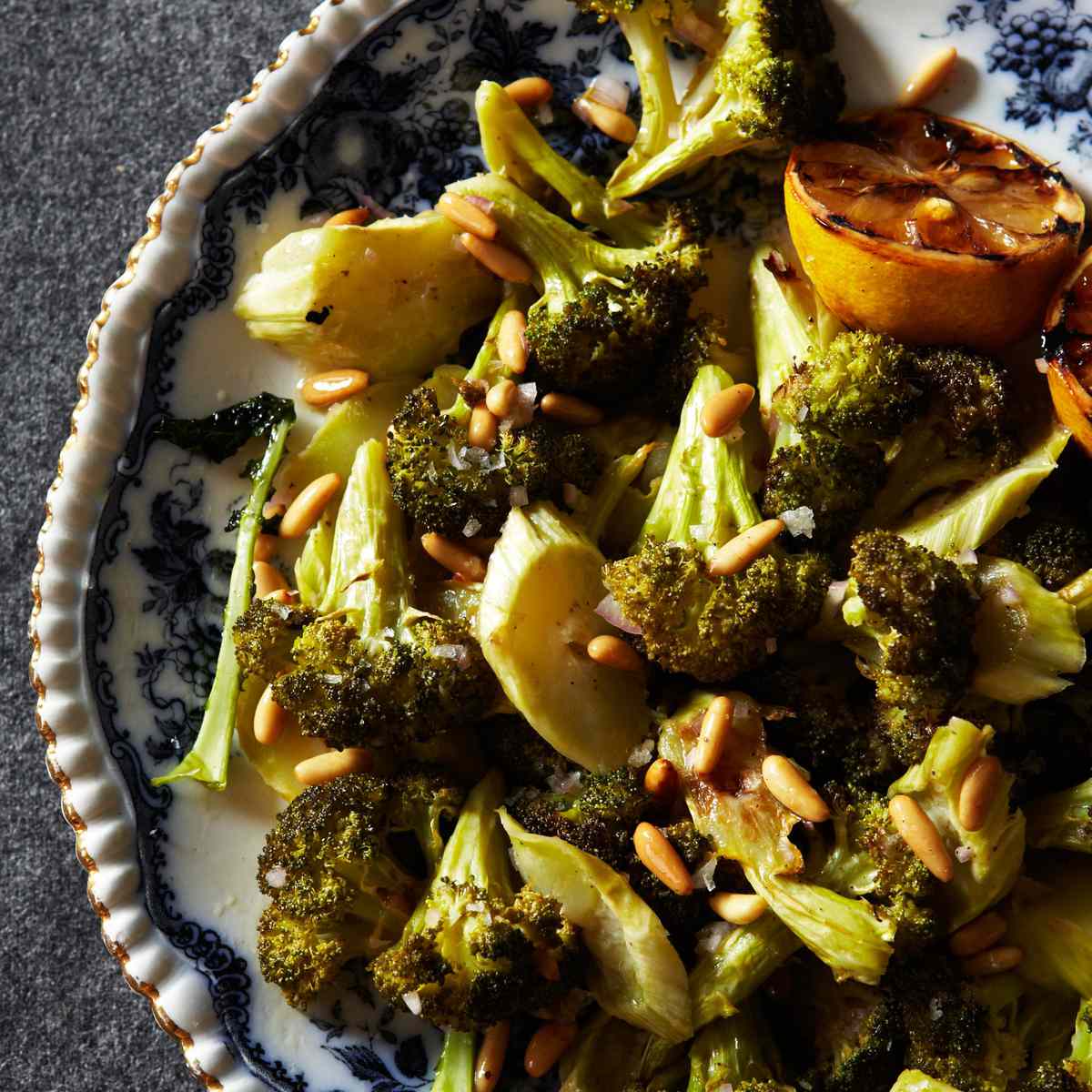 Roasted Broccoli with Lemon and Pine Nuts 