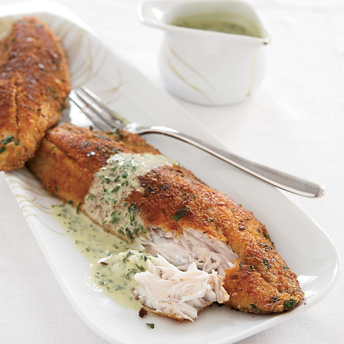 Sea Bass Fillets with Parsley Sauce 