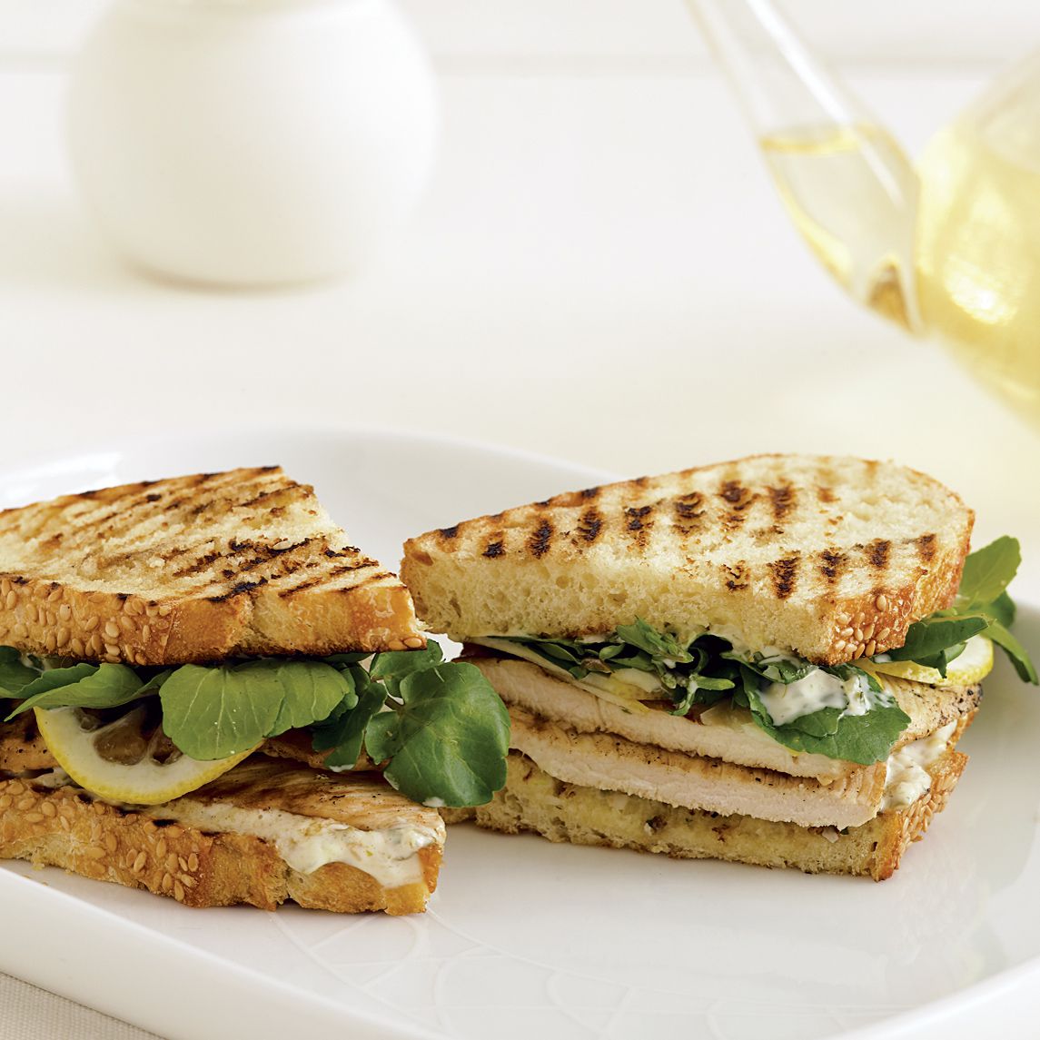 Grilled Chicken Sandwiches with Remoulade and Shaved Lemon 
