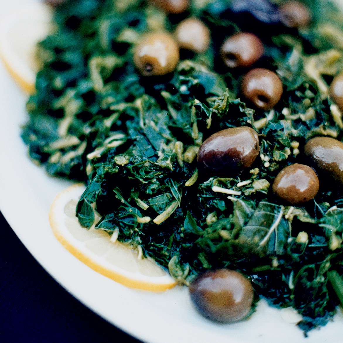 Lemony Greens with Olive Oil and Olives 