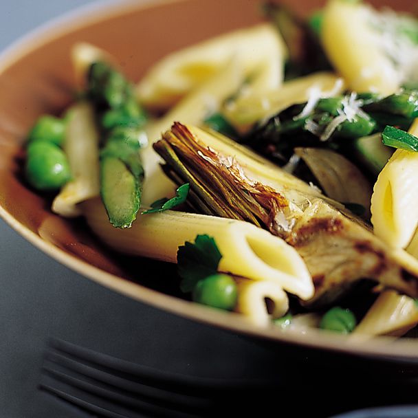 Penne with Asparagus and Artichokes