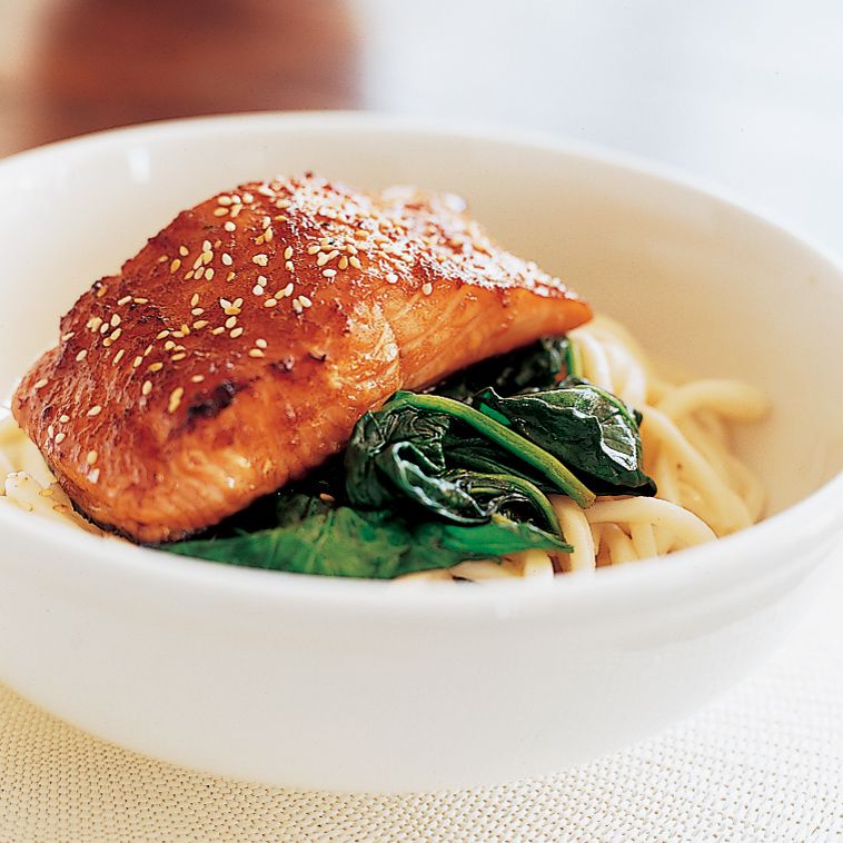 Soy-and-Ginger-Glazed Salmon with Udon Noodles 