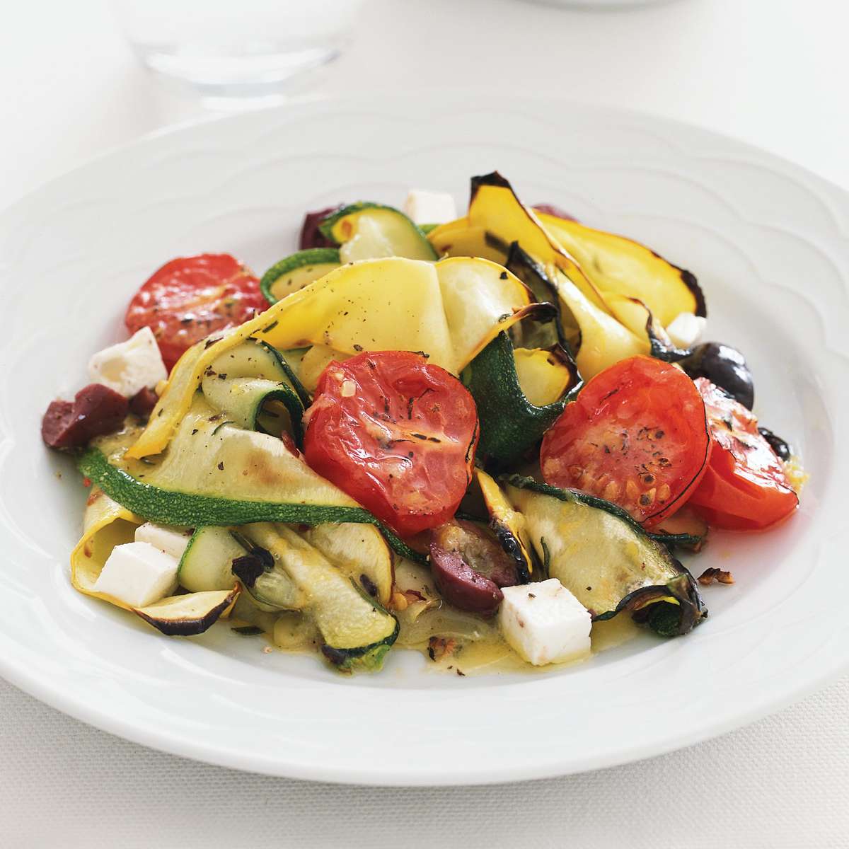 Zucchini Pappardelle with Tomatoes and Feta