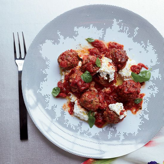 Herbed Lamb Meatballs with Rich Tomato Sauce and Ricotta