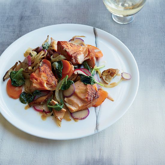 Smoky Salmon with Miso-Dressed Vegetables