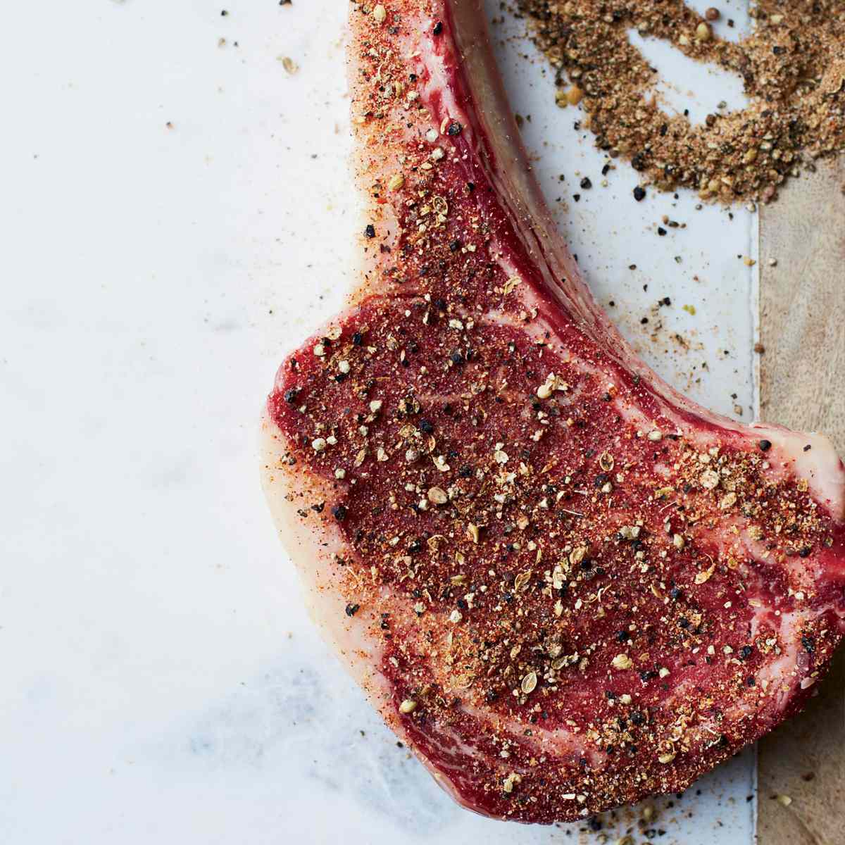 Pepper-and-Spice-Rubbed Rib Eye Steaks 