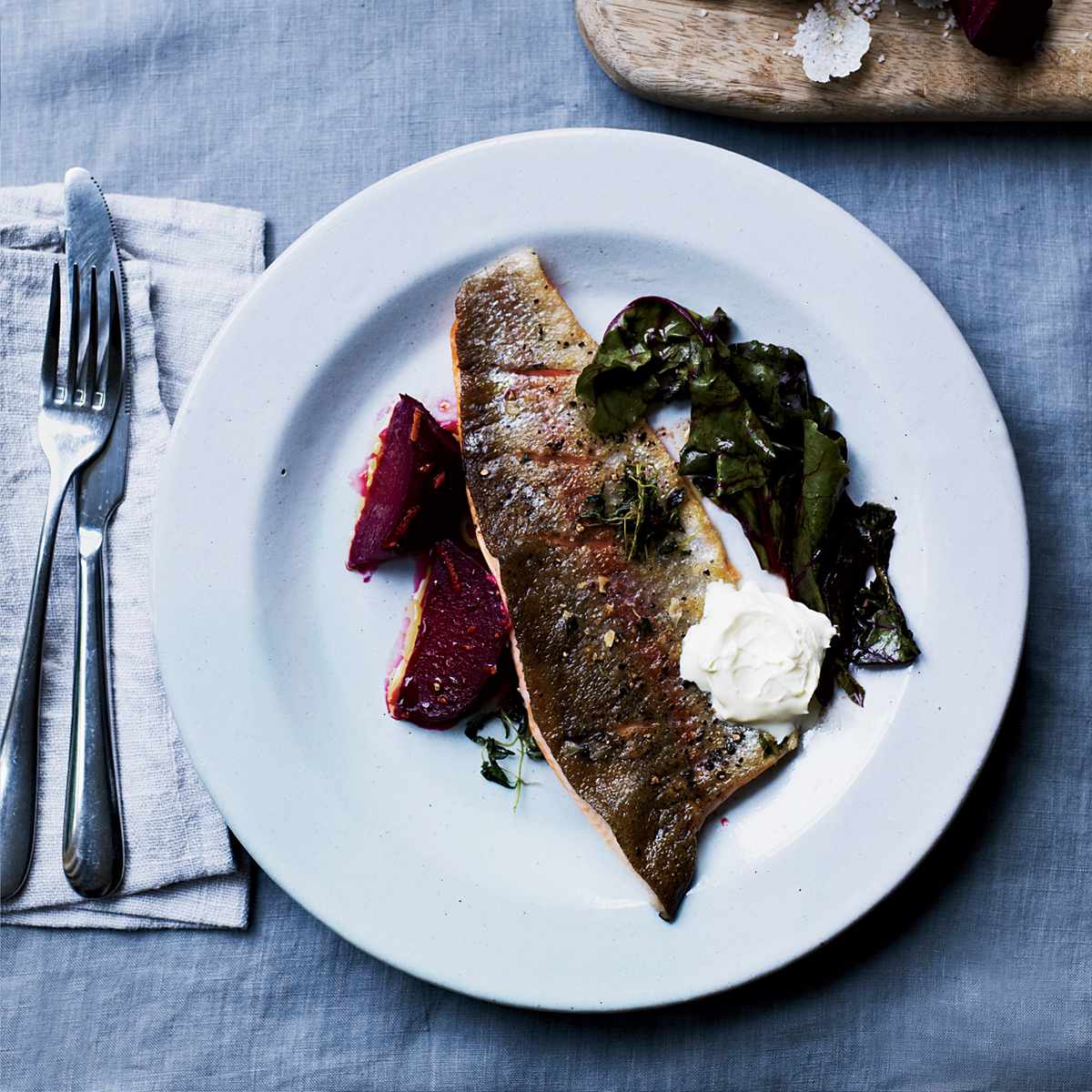 Rainbow Trout with Brown Butter and Salt-Roasted Beets 