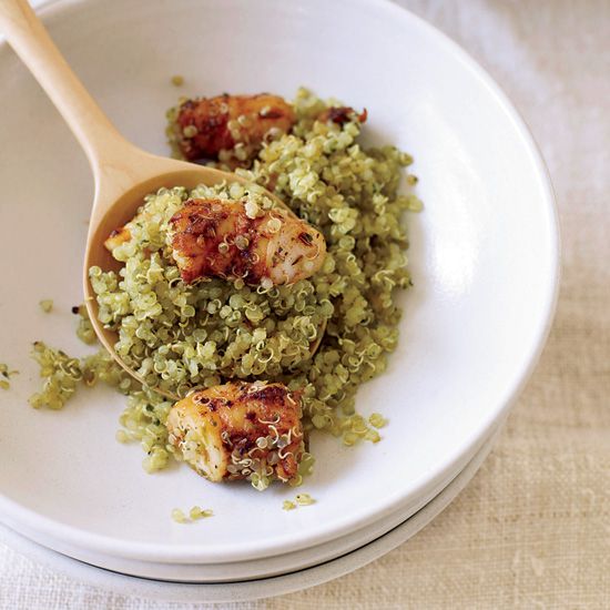 Quinoa with Spice-Roasted Shrimp and Pistou