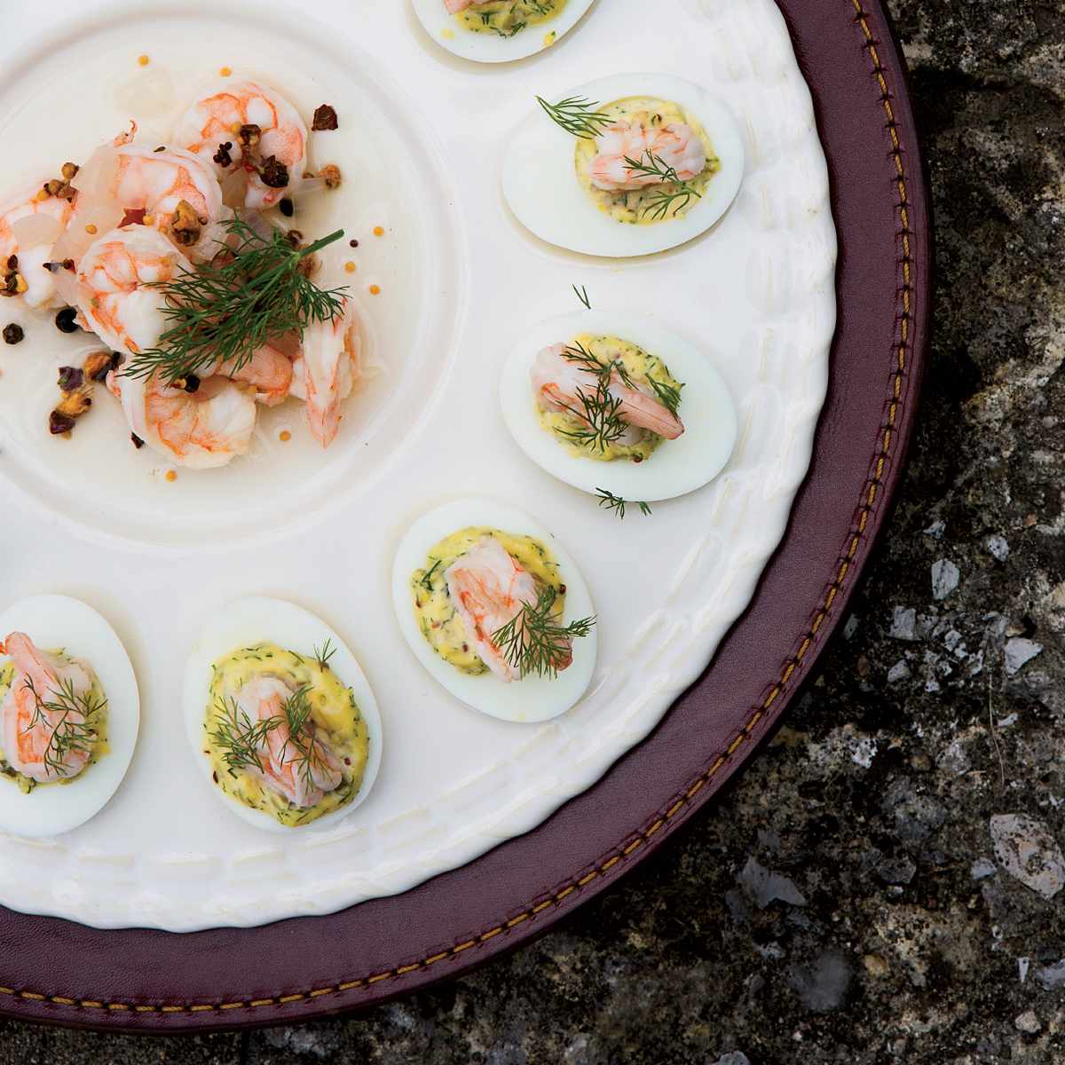 Deviled Eggs with Pickled Shrimp 