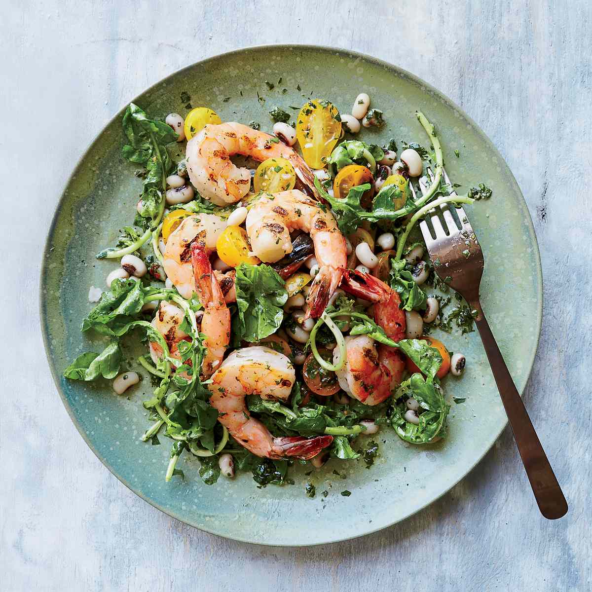 Grilled Shrimp with Black-Eyed Peas and Chimichurri 