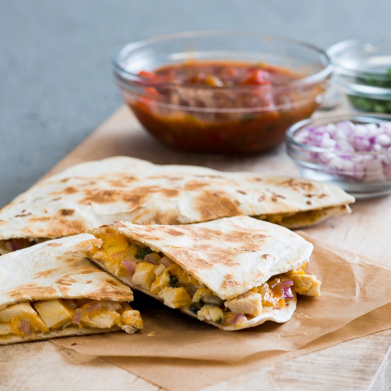 Chicken Quesadillas with Red Onions 