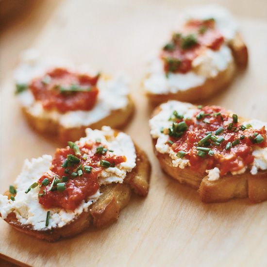 Goat Cheese Crostini with Pickled Peppers