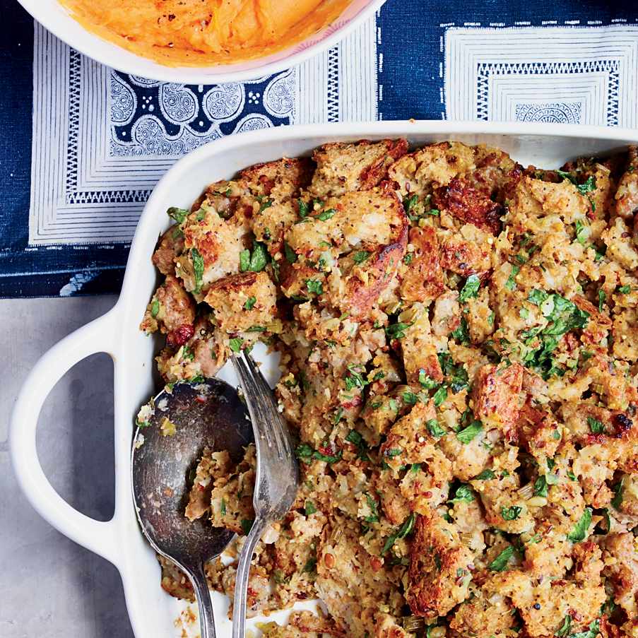 Multigrain Bread Stuffing with Sausage and Herbs