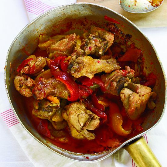 Roman-Style Braised Chicken with Roasted Peppers