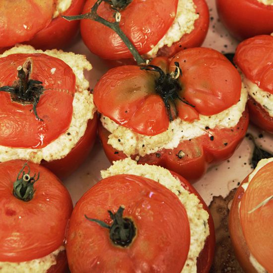 Oven-Roasted Tomatoes Stuffed with Goat Cheese