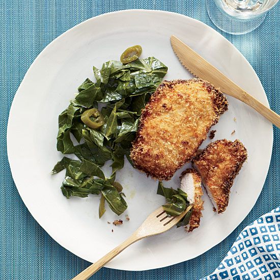 Coconut Chicken with Pickled Pepper Collards