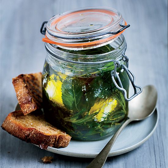 Herb-Marinated Goat Cheese in a Jar