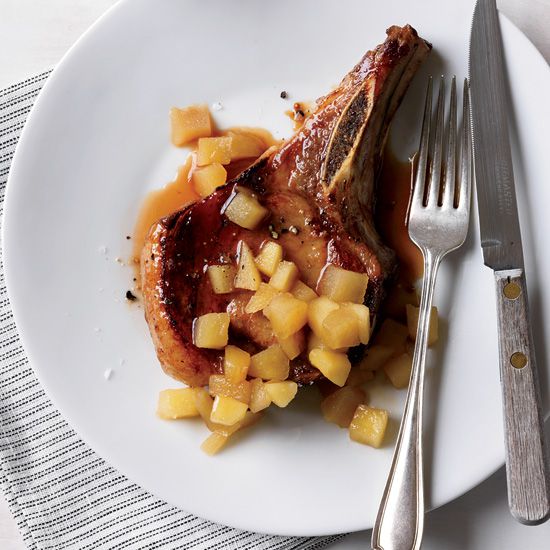 Cider-Maple Pork Chops with Woodland Bitters Compote