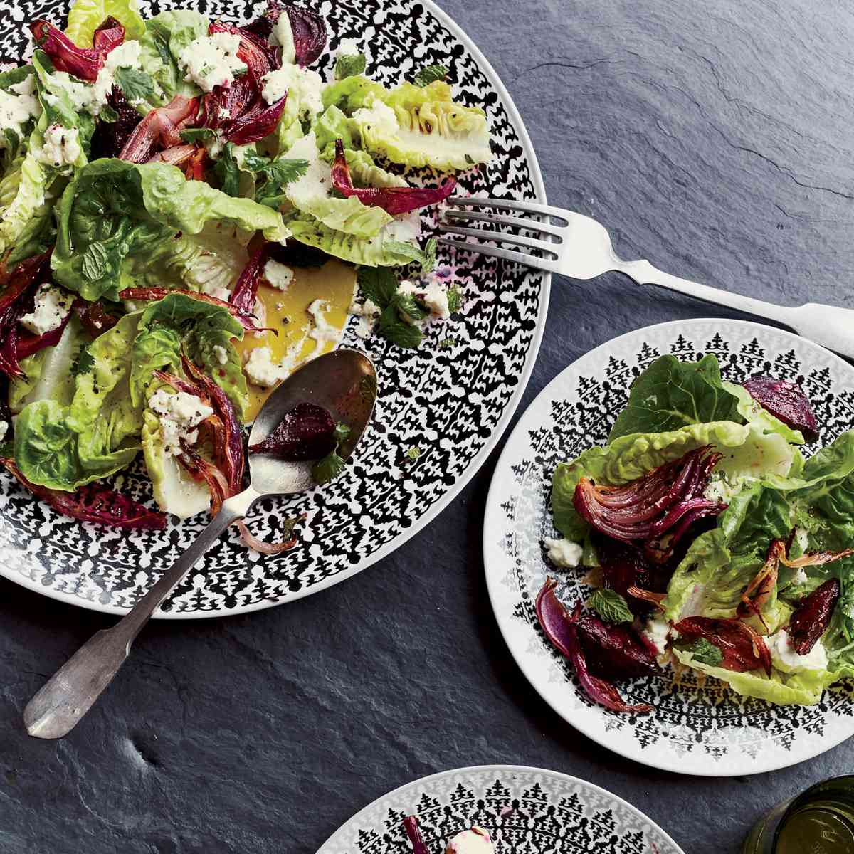 Little Gem Lettuce with Roasted Beets and Feta Dressing 