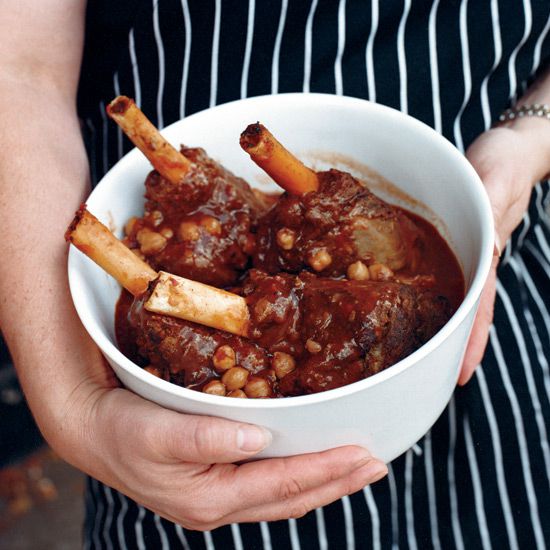 Merguez-Spiced Lamb Shanks with Chickpeas